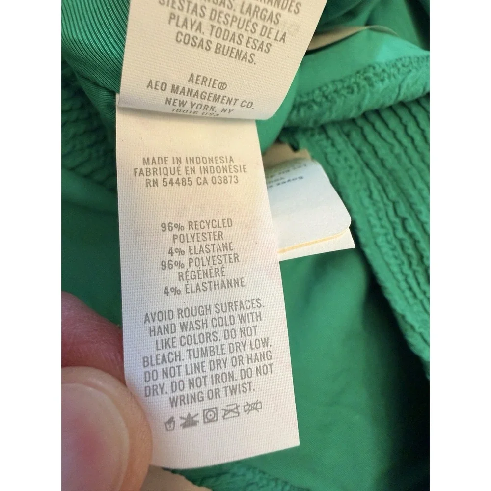 NWT Aerie L Crinkle Birthday Scoop Cheekiest One Piece Jelly Bean Green Swimsuit